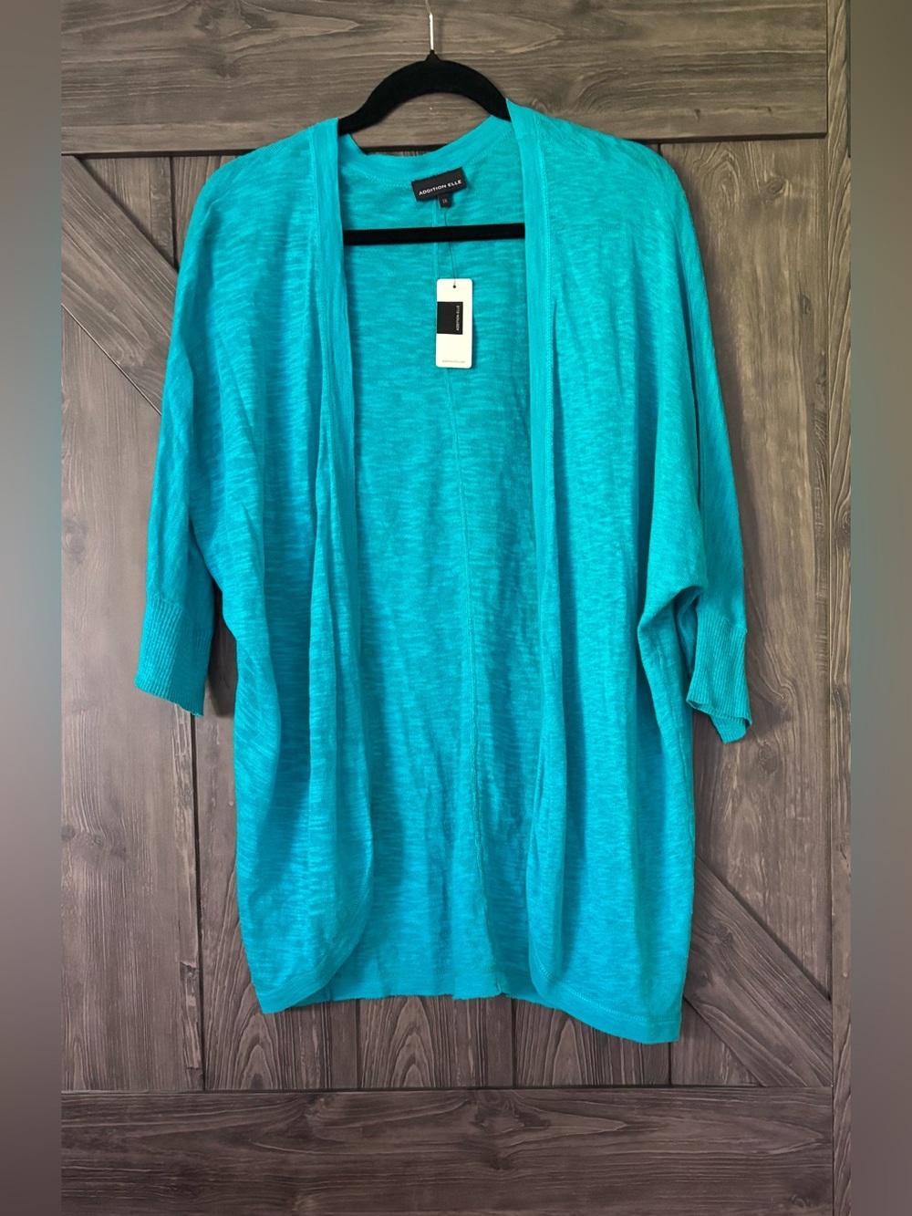 Addition Elle turquoise open cardigan 3/4 sleeve dolman sleeve shrug, NWT, sz 1x